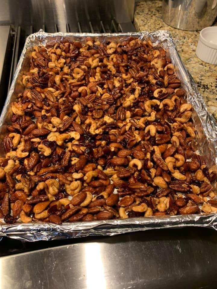 I made some nuts for an upcoming trip. They are so delicious and healthier than glazed nuts.