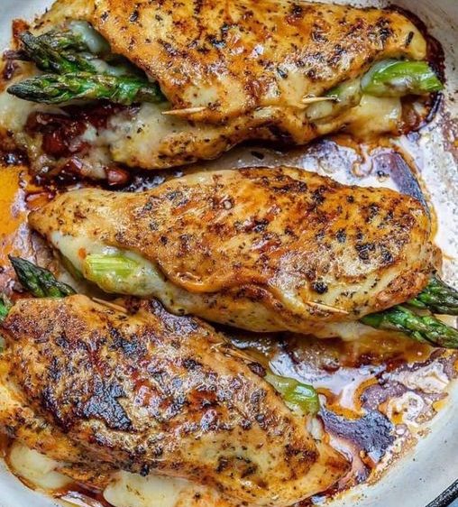 Greek Stuffed Chicken Breast with Asparagus, Sun-dried Tomatoes, and Fresh Mozzarella