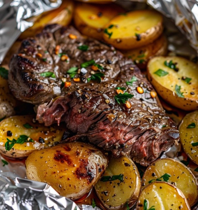 Garlic Steak and Potato Foil Packs