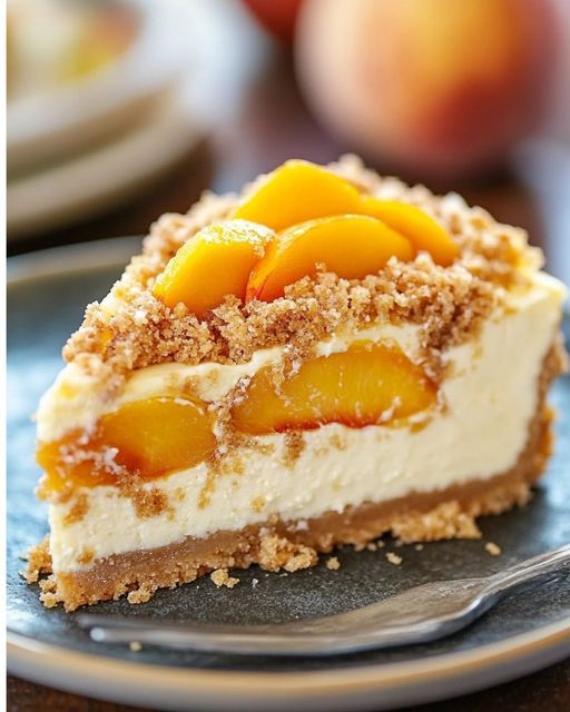 Bourbon Peach Streusel Cheesecake