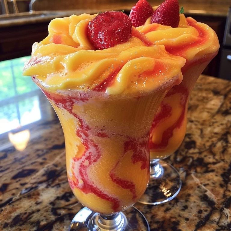 Fresh Mango Strawberry Swirled Slushies