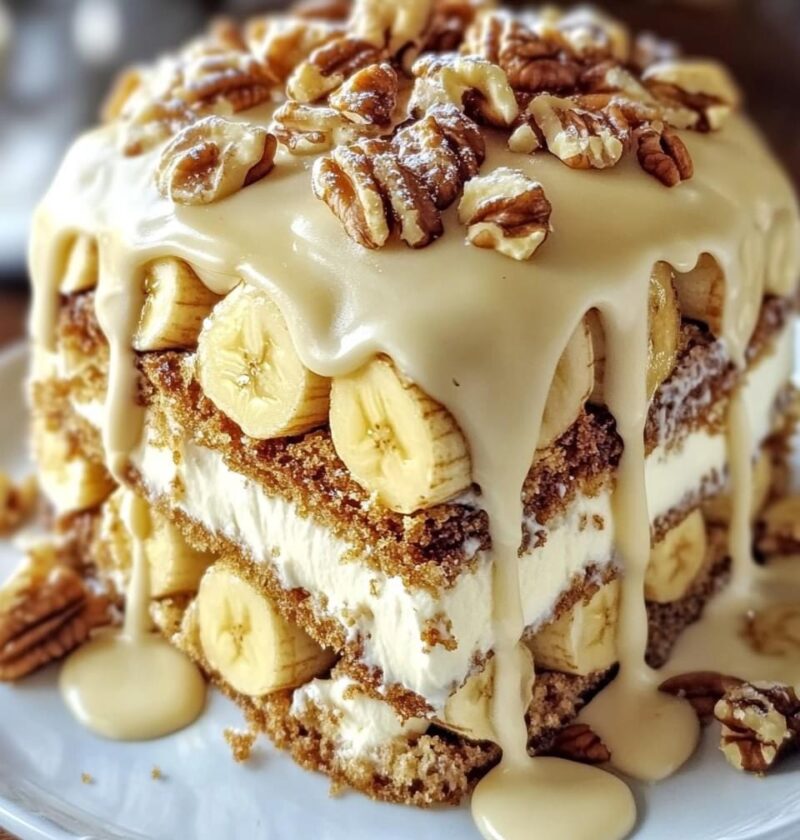 Heavenly Banana Walnut Cream Cake