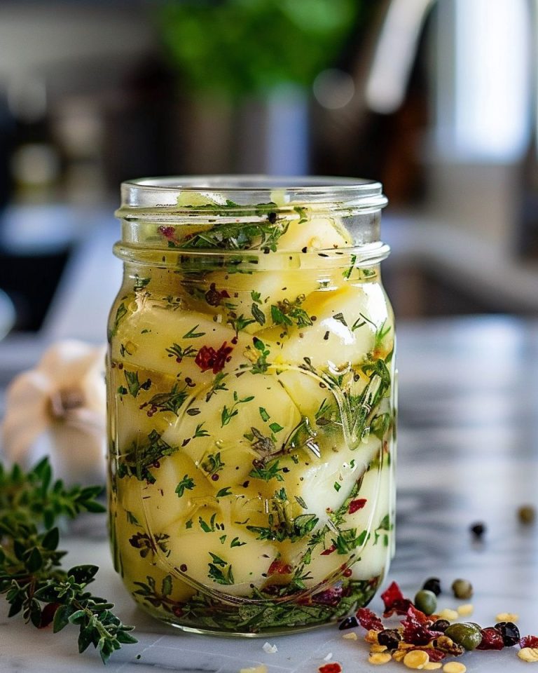 Herb and Garlic Marinated Cheese in Mason Jar