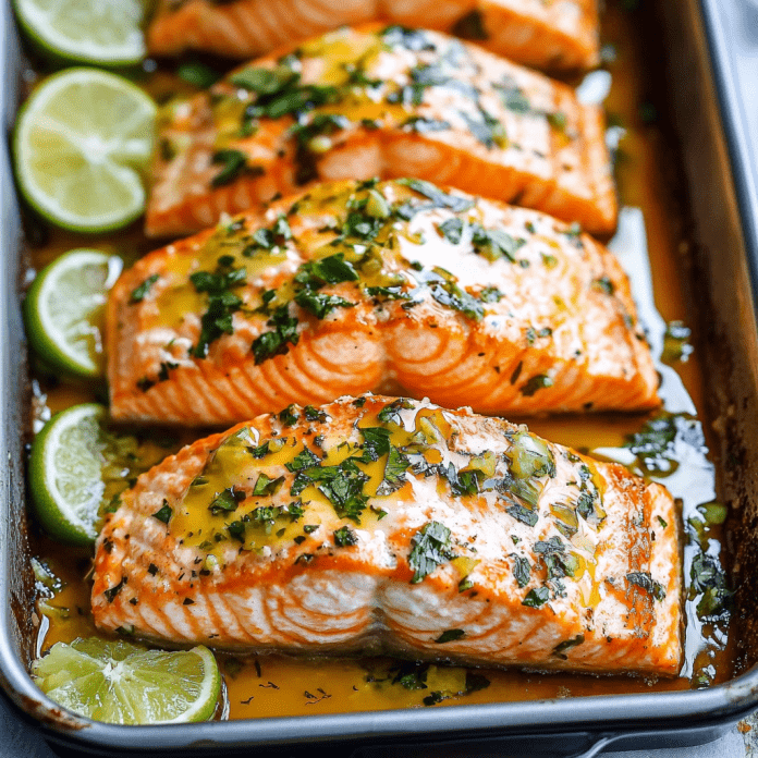 Baked Honey Lime Garlic Butter Salmon