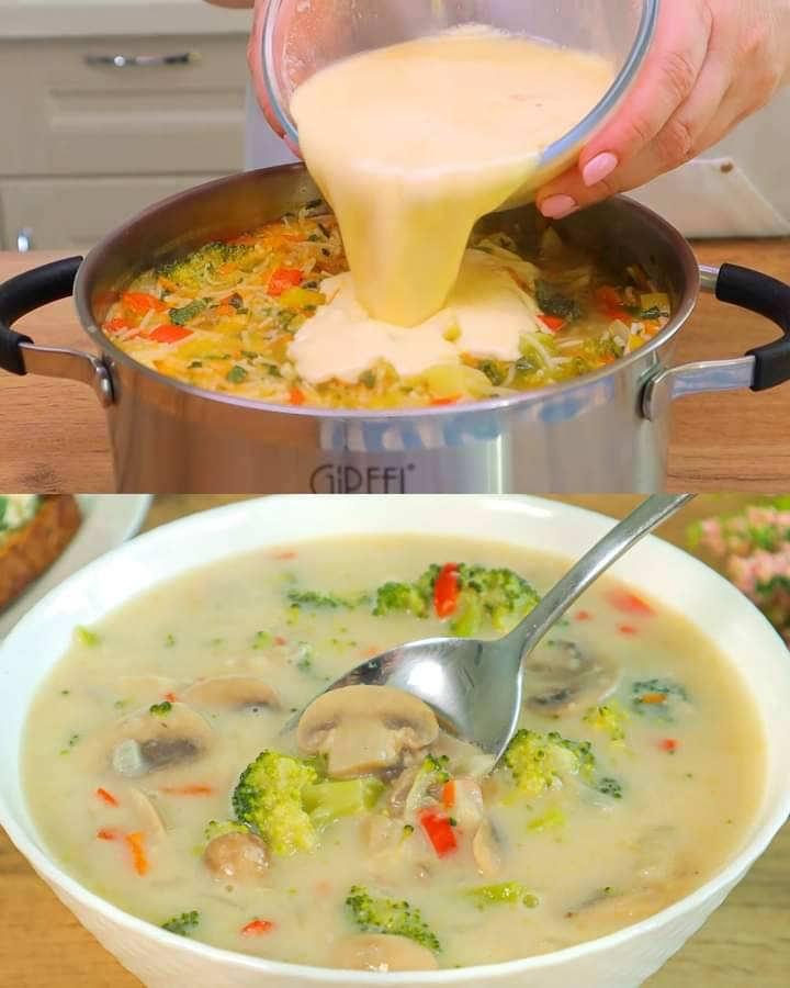 Broccoli Soup with Garlic Herb Bread